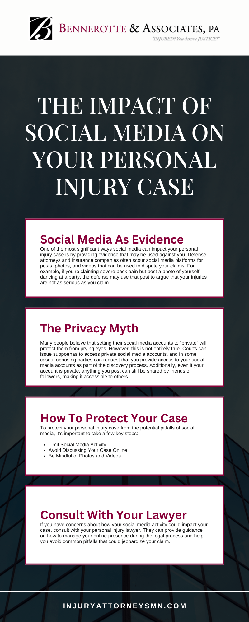 The impact of social media on your personal injury case Infographic
